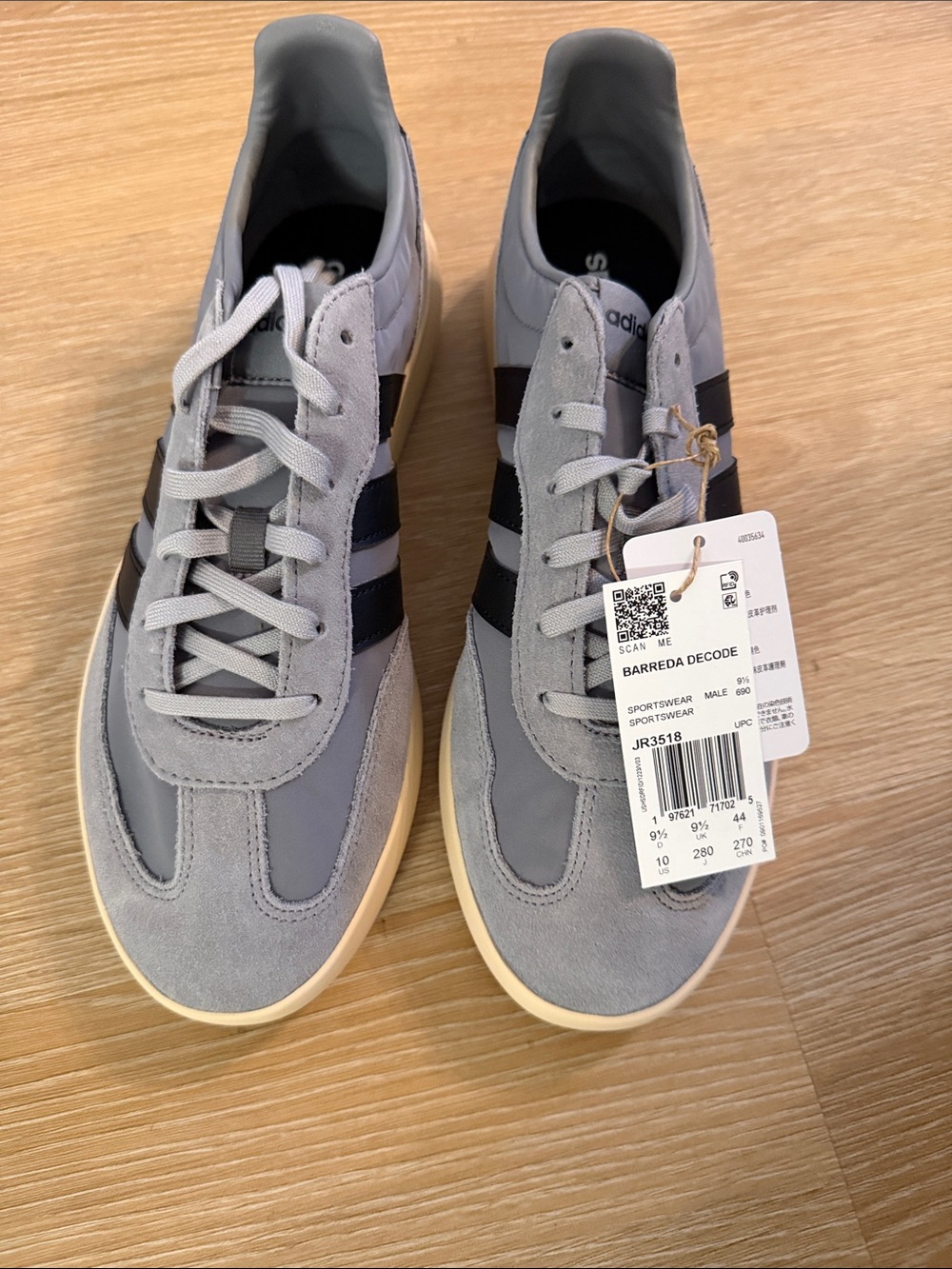 New Men’s adidas Barreda Decode Gray with Black Stripes Sneakers
